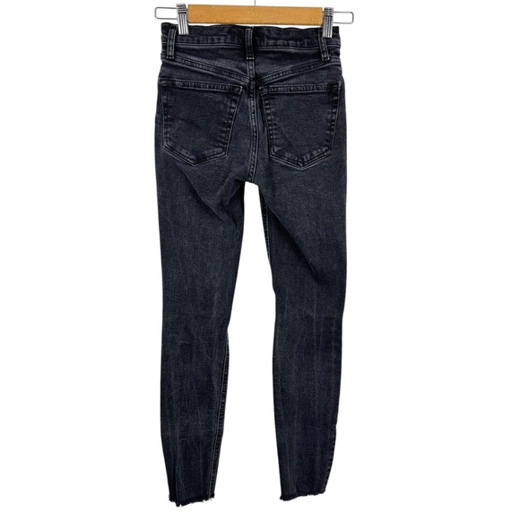 We the Free Free People Black Stella Rip High Waisted Skinny Jeans Raw Hem 24 - Picture 9 of 16